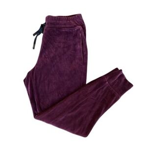DKNY Velour Jogger Pants Burgundy Size S Drawstring Waist
